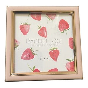 Rachel Zoe 4”x4” pink enamel and gold frame with velvet back